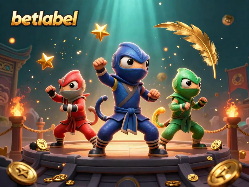 Engage with betlabel's fast-paced betting experience alongside ninja chameleons in an action-packed casino setting.