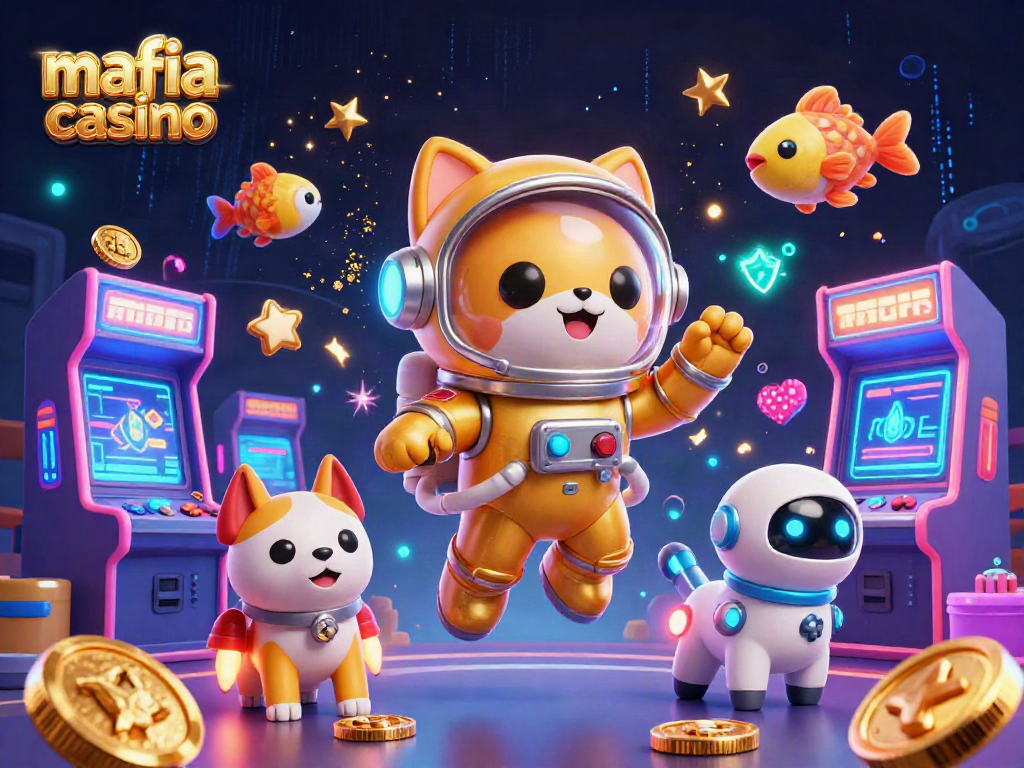 Experience the thrill of mafia casino gaming in a vibrant, action-packed 3D illustration.